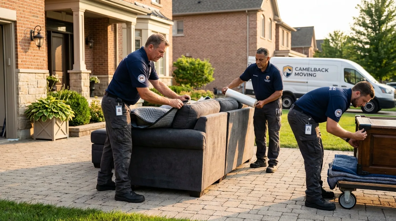 Large estate moving crew wrapping furniture in Nekoosa, WI